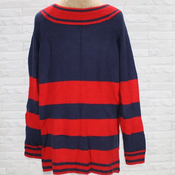 HOLIDAY TIME Sweater Bulldog Moose Knit Christmas Ugly Sequin Antler Stripe Red - Picture 3 of 11